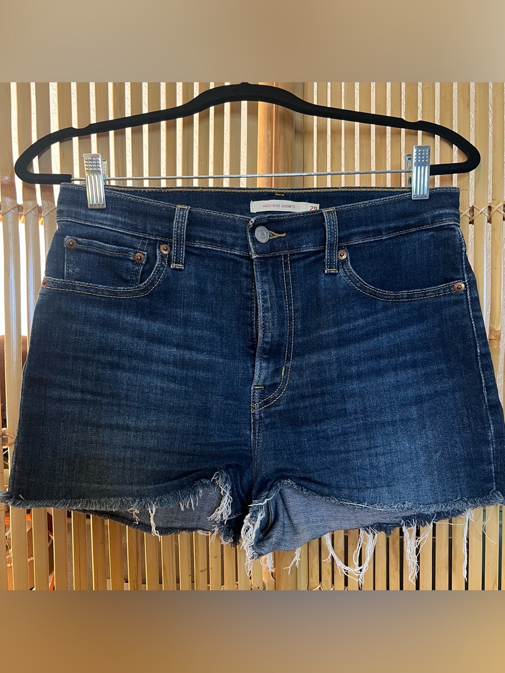 Levi High-Rise Dark Blue Denim Cutoff Shorts